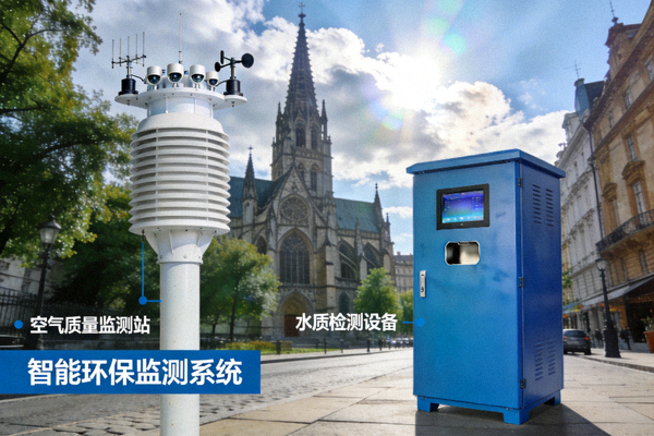 欧洲城市智能环保监测系统，空气质量监测站与水质检测设备