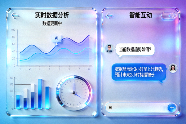 AI人工智能系统界面，展示实时数据分析和智能互动功能